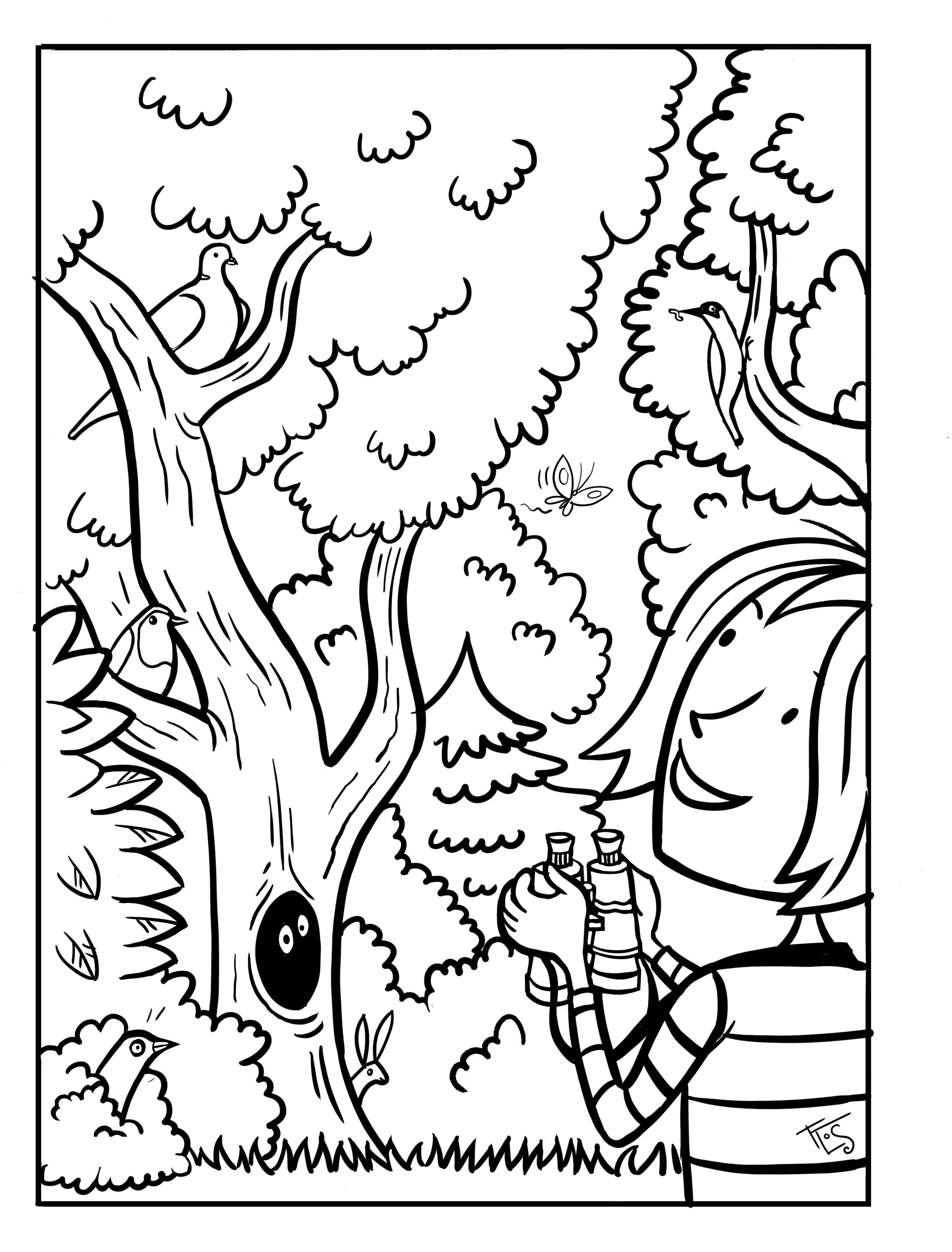 Kleurplaat Stuiter in het bos - Bevers