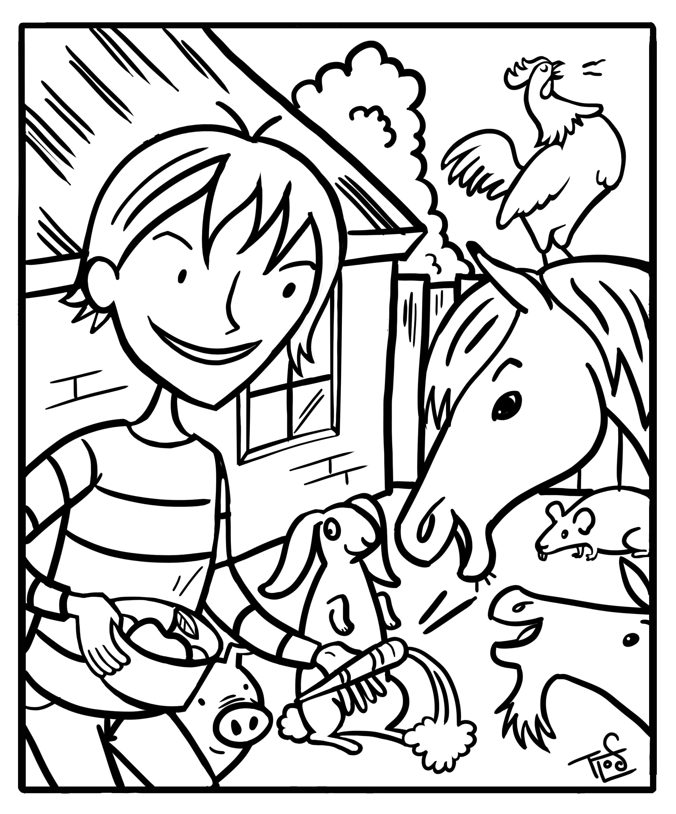 Kleurplaat Stuiter op de boerderij - Bevers