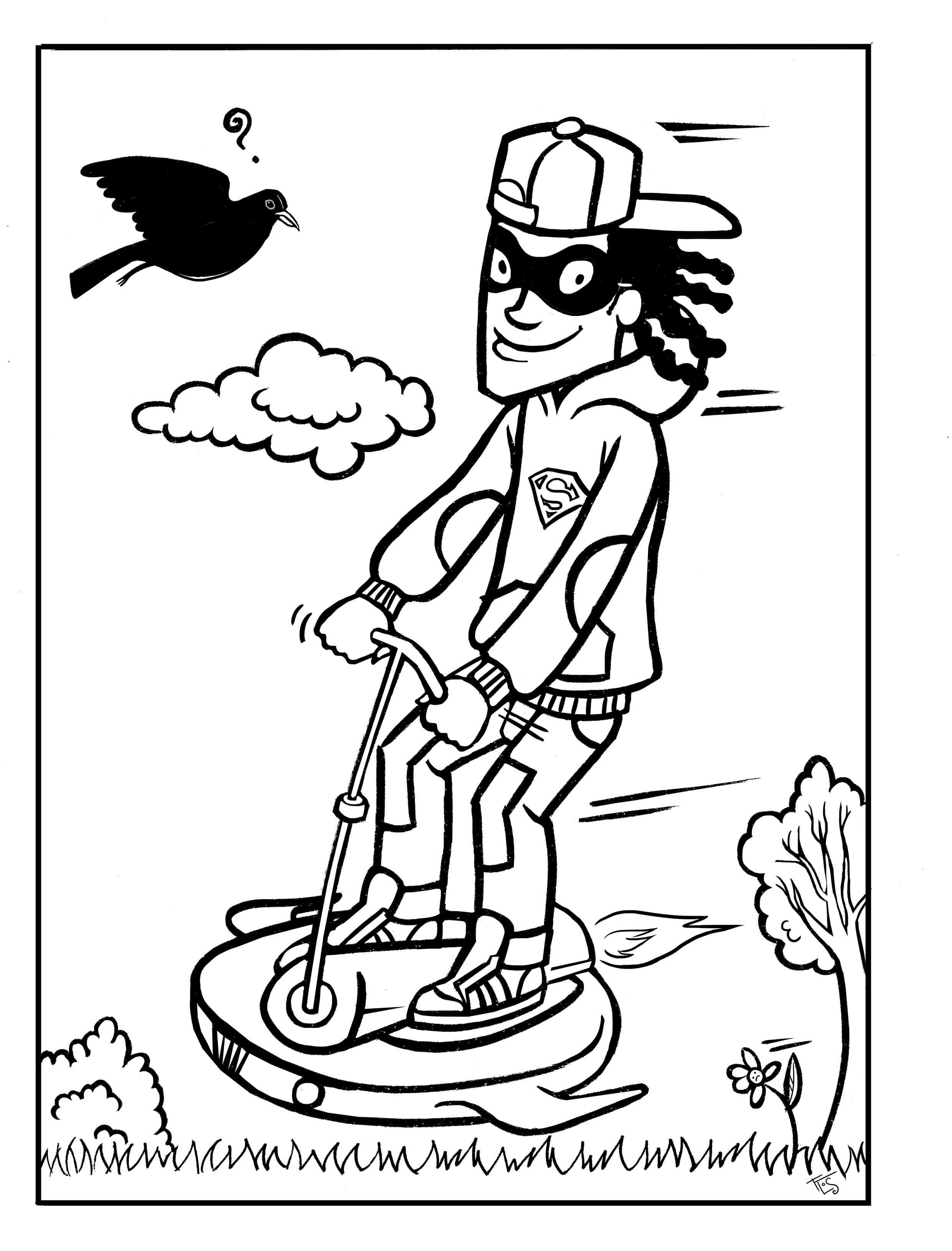 Kleurplaat Stanley Stekker vliegt - Bevers