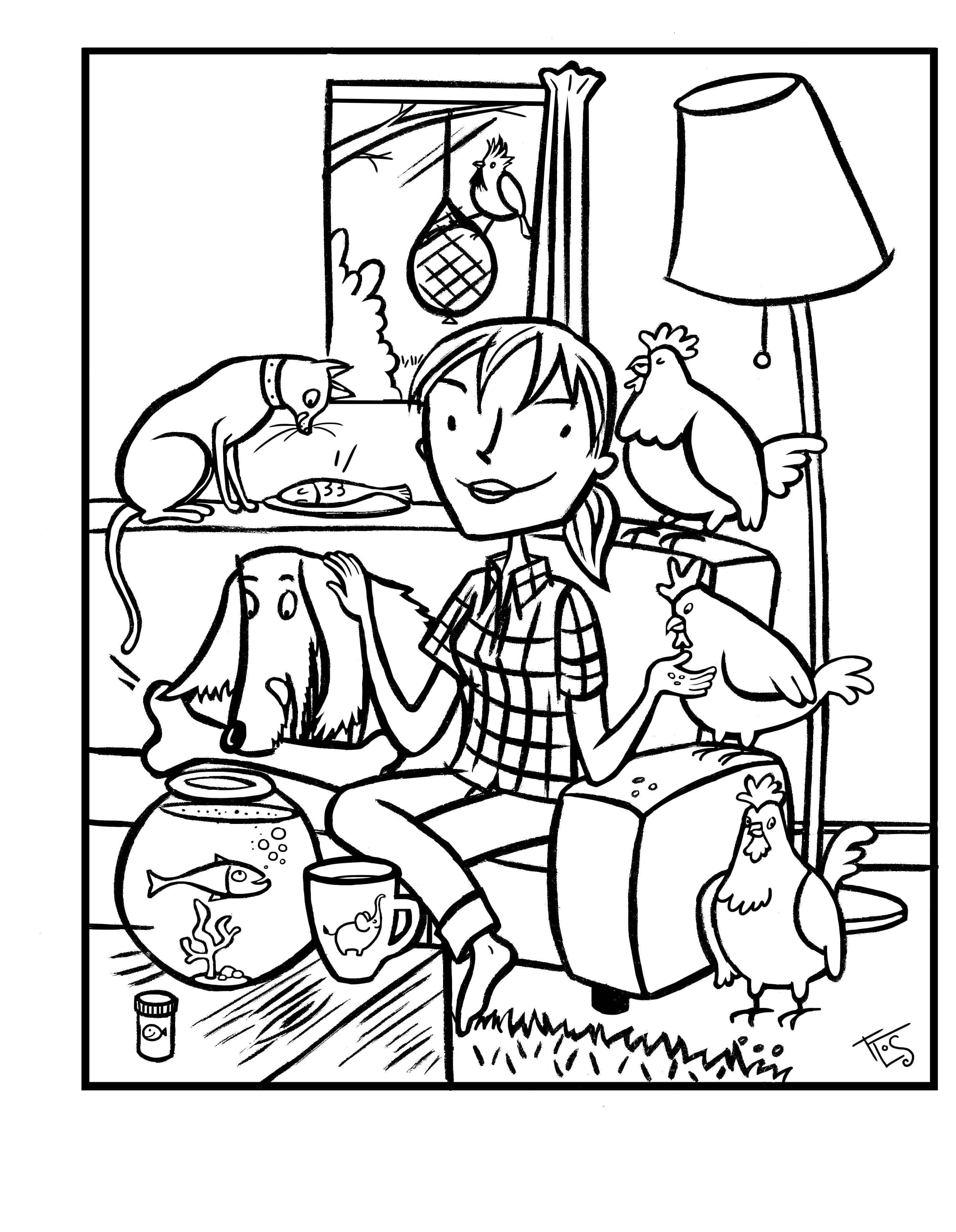 Kleurplaat Rebbel met dieren - Bevers