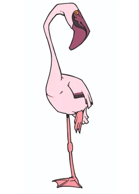 Marala de flamingo uit het welpenthema van scouting